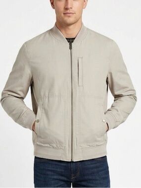 NWT Ted Becker London Khaki Cotton Blend Zip Up Bomber Jacket UK 7 US XXL